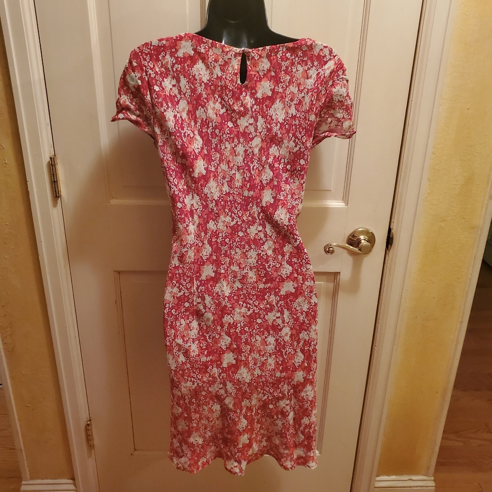 Jones of New York Rayon Dress Red Floral Large - Picture 3 of 5